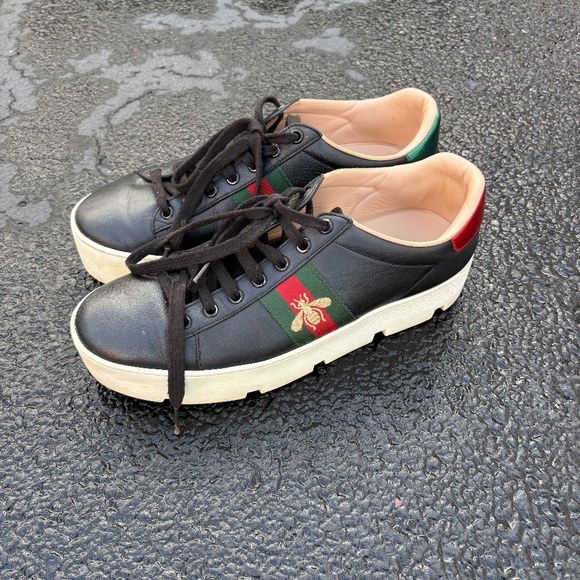 Gucci ace bee black platform sneakers - Picture 1 of 6
